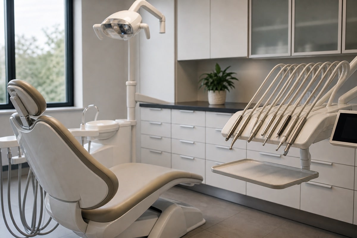 Clean modern dental exam room